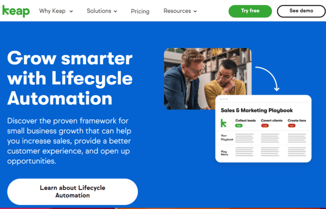 Keap lifecycle automation b2b crm platform