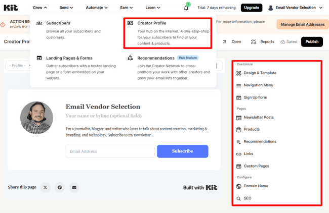 Kit Creator Profile builder