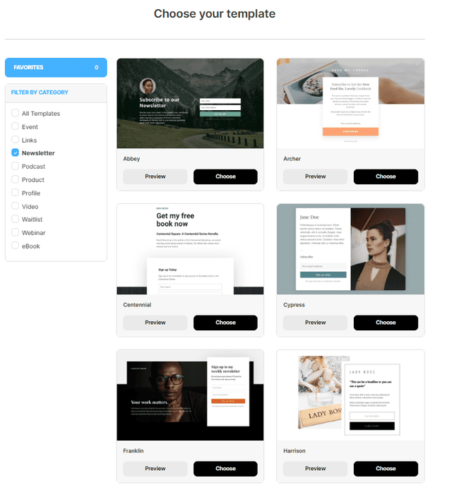 Kit landing page designs
