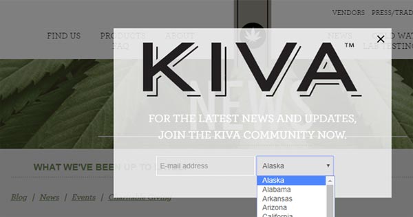 Kiva confections age-gate marketing