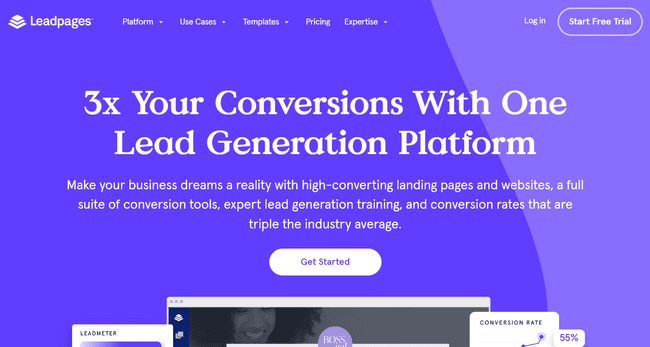 Leadpages páginas de funnel de generación de clientes potenciales