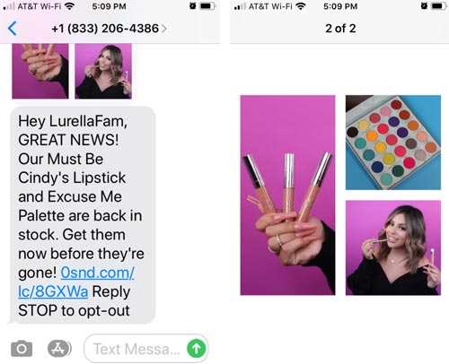 SMS marketing example