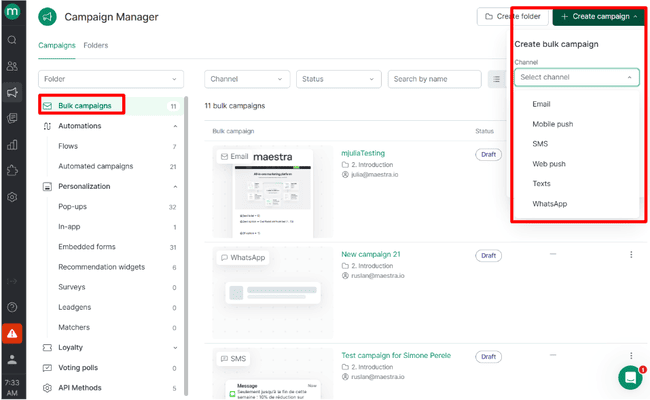 Maestra Bulk Campaigns