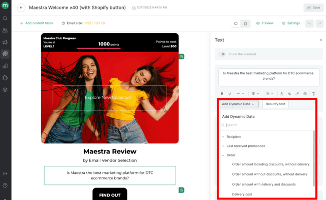 Maestra Dynamic Data personalization