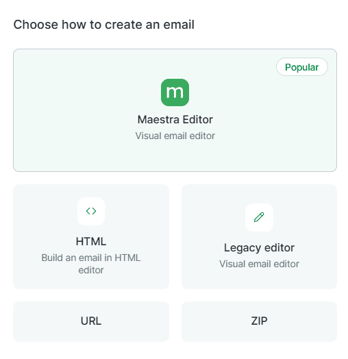 Maestra email editor types