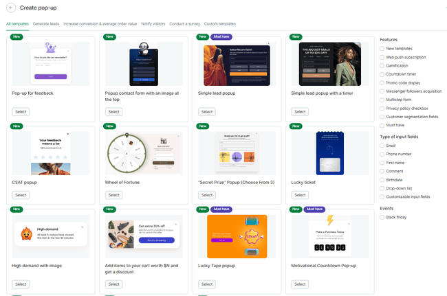 Maestra pop-up templates