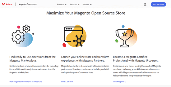 Magento open source webshop software