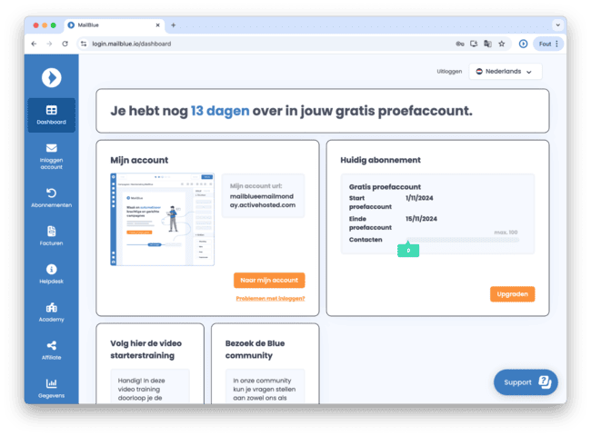 Mailblue personal portal environment