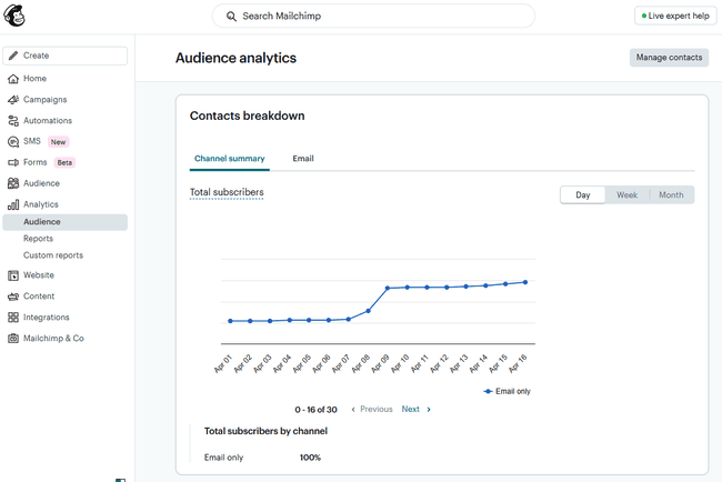 Mailchimp audience analytics