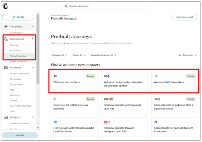 Mailchimp automation templates