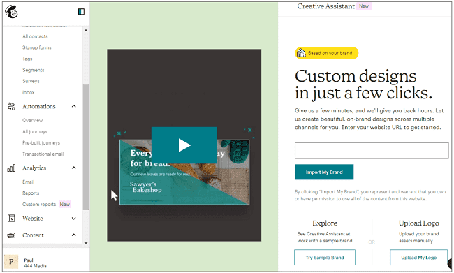 Mailchimp creatieve assistent nieuwsbrieven