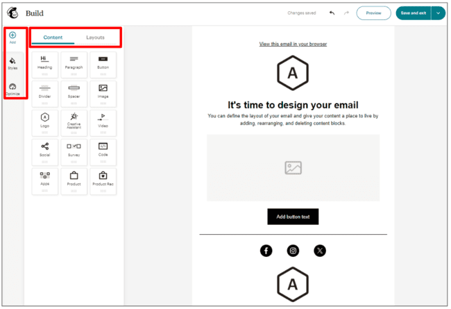 Mailchimp email builder
