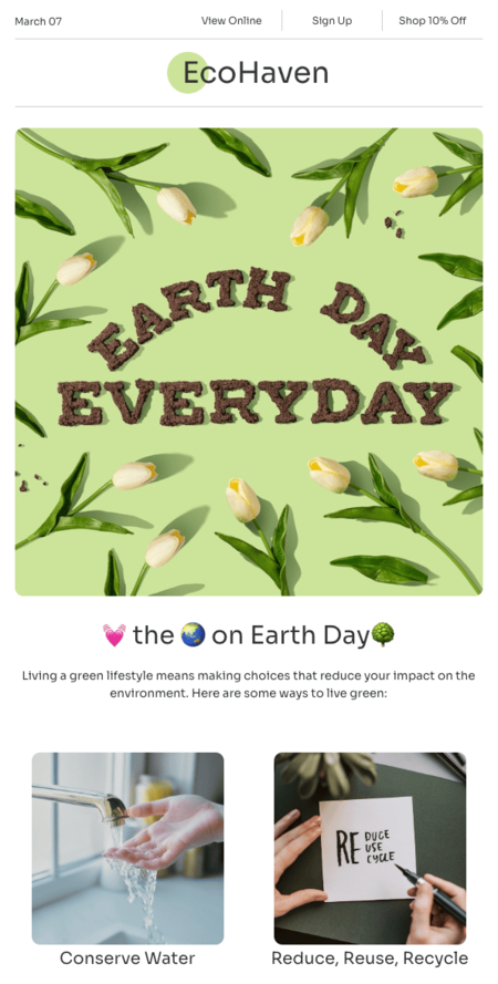 Mailchimp email template earth day newsletter green eco