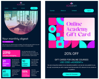 Mailchimp templates online courses digest gift card