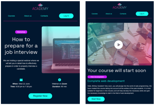 Mailchimp templates online courses invite notification