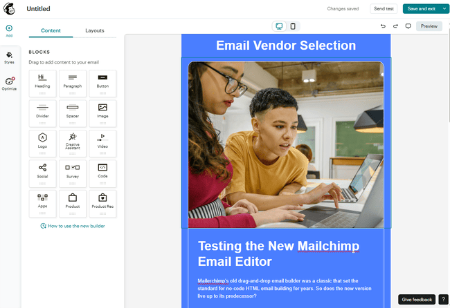 Mailchimp’s new drag-and-drop editor