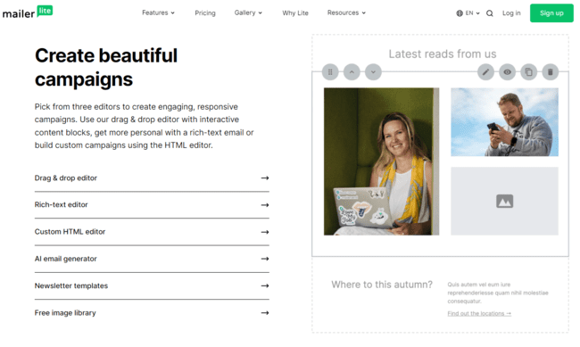 MailerLite email campaign software