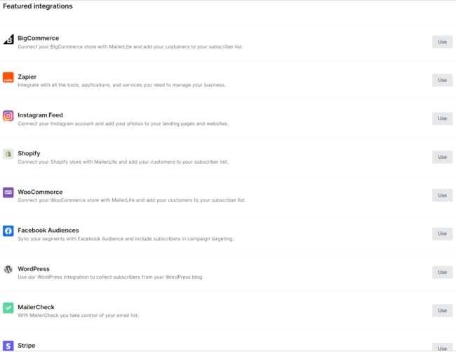 MailerLite integrations
