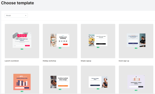 MailerLite pop-up form templates
