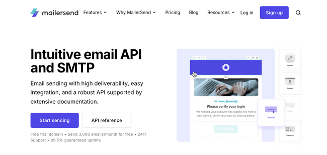 MailerSend messaging services for transactional emails