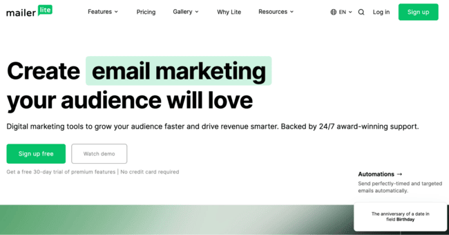 Mailerlite - best Keap alternative for selling digital products
