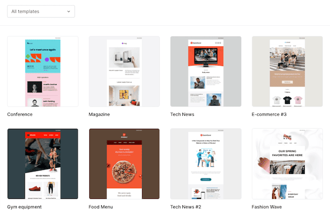 Mailerlite email templates ecommerce marketing