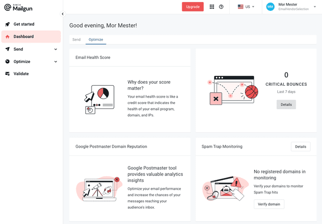 Mailgun optimize mail deliverability suite