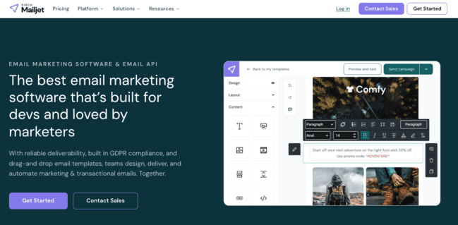 Mailjet vs Mailchimp alternative email marketing software API SMTP transactional