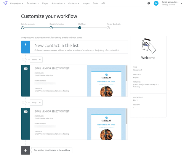 Mailjet email automation Welcome workflow