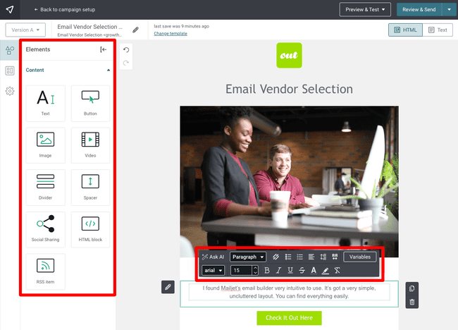 Mailjet email builder