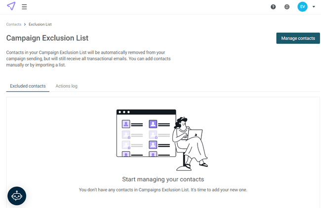 Mailjet marketing campaigns exclusion list