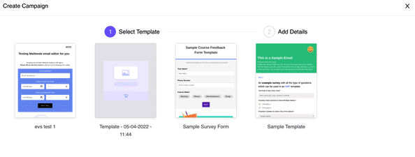 Mailmodo email marketing platform review email template menu