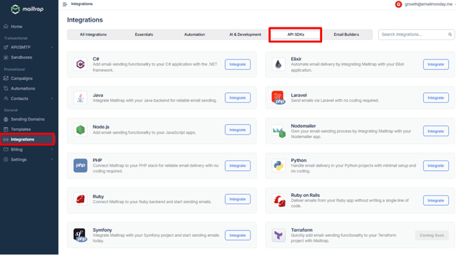 Mailtrap API SDKs