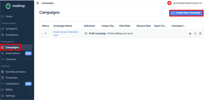 Mailtrap Campaigns
