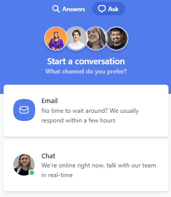 Mailtrap Help Centre chat box