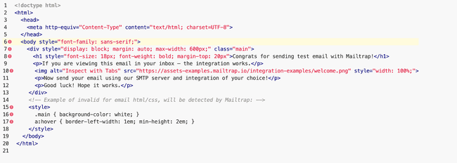 Mailtrap Sandbox HTML checker
