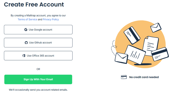 Mailtrap account sign-up