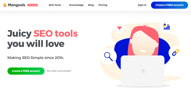 Mangools seo tools for online growth signup page