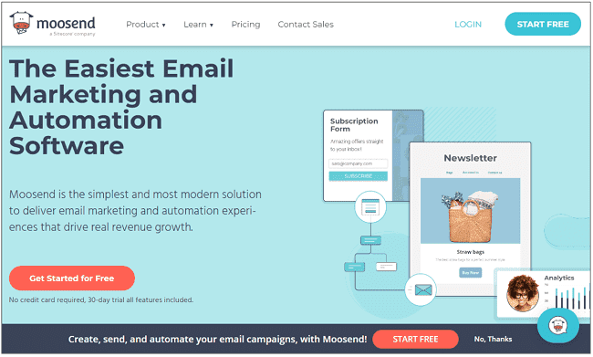 mejor servicio de newsletters - Moosend