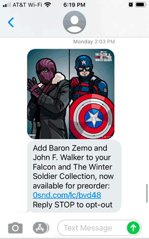 Mensaje SMS de lanzamiento de productos y funciones