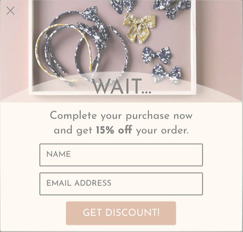 Milledeux abandoned cart exit intent pop-up