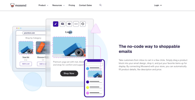 Moosend shoppable emails