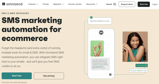 Omnisend SMS MMS marketing automation software platform