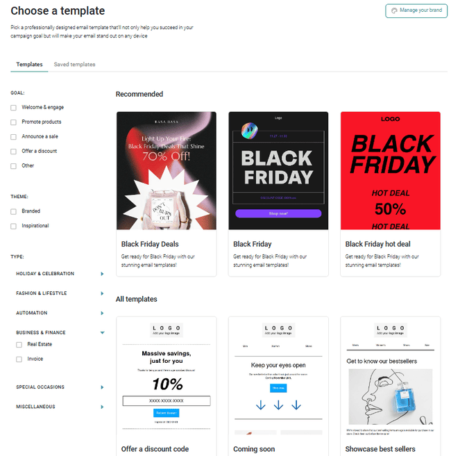 Omnisend email marketing templates