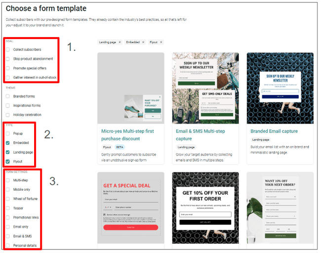 Omnisend lead capture form templates
