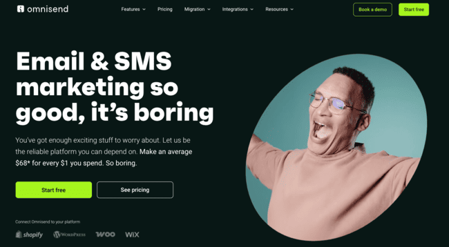 Omnisend marketing platform for eCommerce with email marketing and SMS messaging