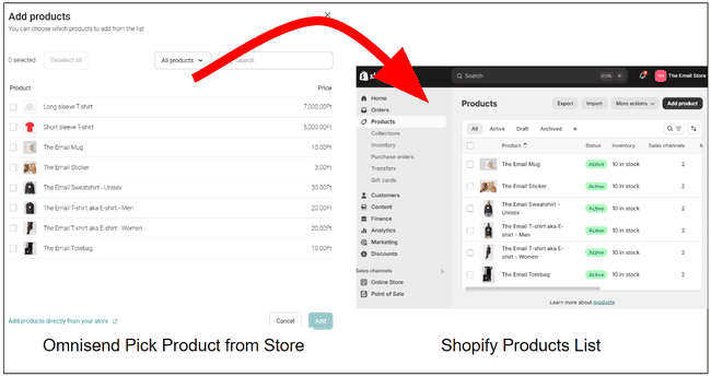 Omnisend product picker page