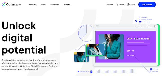 Optimizely landing page optimization tool homepage