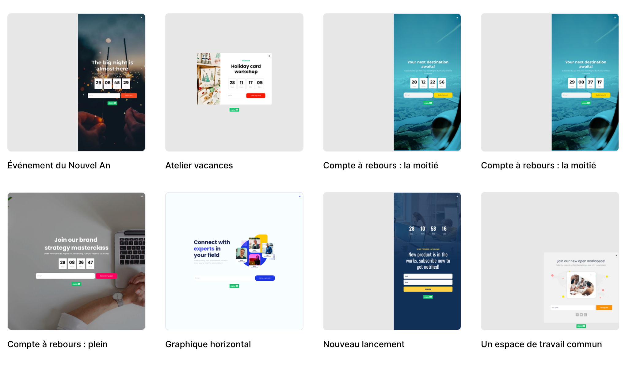 Outil de marketing par courriel Mailerlite form templates