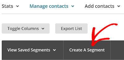 panel de control de Mailchimp de suscriptores inactivos del segmento